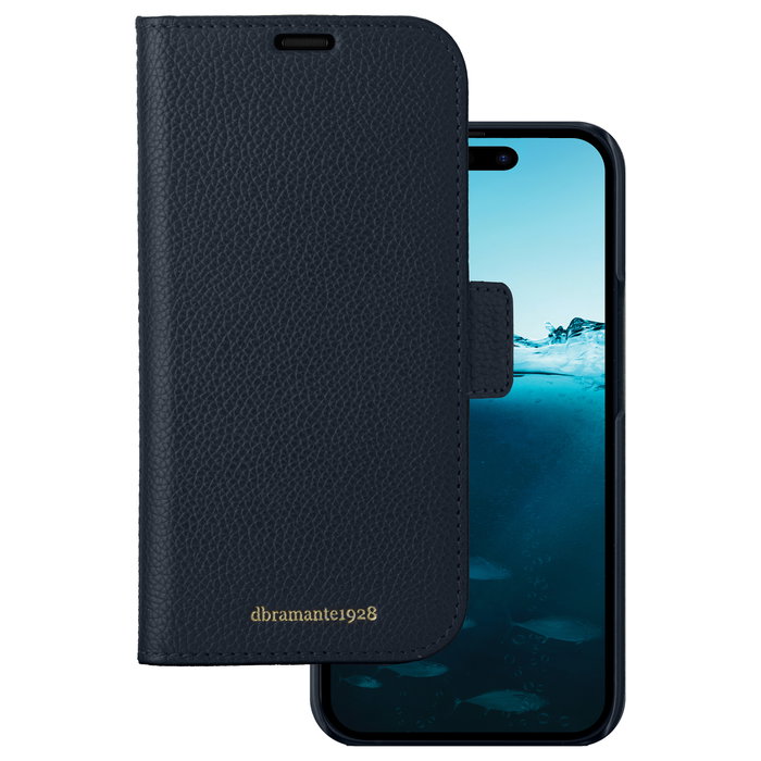 dbramante1928 New York Funda Folio de Cuero Azul para Apple iPhone 15 Pro Max dbramante1928 New York Funda Folio de Cuero Azul para Apple iPhone 15 Pro Max