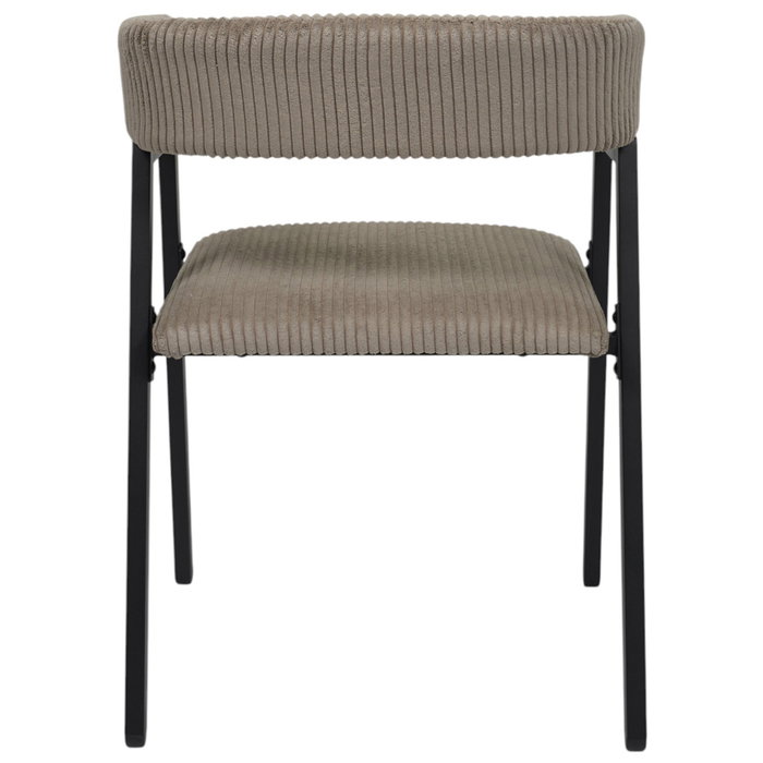 Home Deco Factory Silla Diseño Scott Taupe Colección Cocooning Asiento Poliéster PU Estructura Panel Partículas Hierro