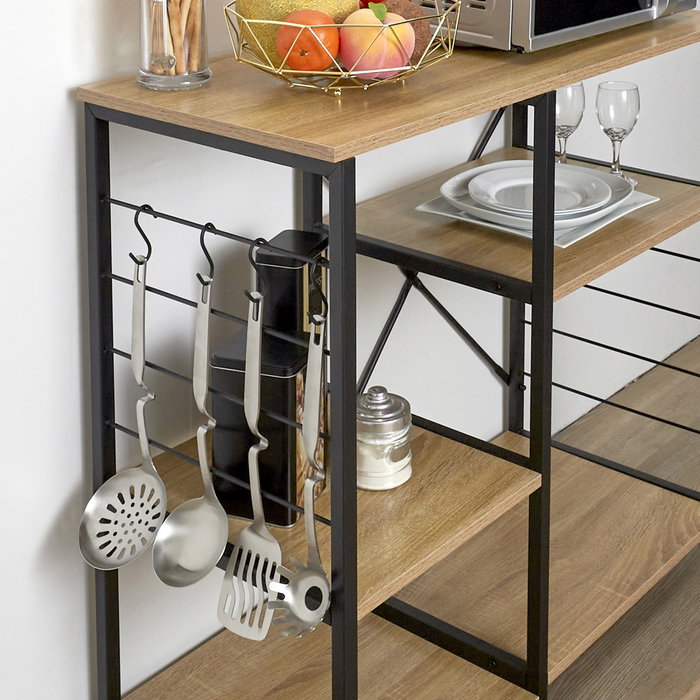 Home Deco Factory Mueble Almacenaje Adicional Colección Industriel Stan Acero y Madera 90x40 cm