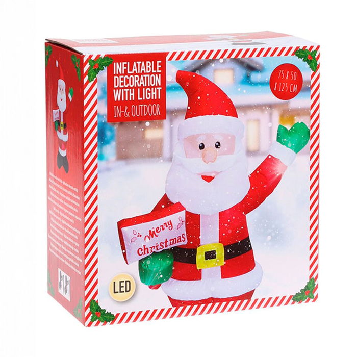 Basics Papa Noel Inflable con Luz LED Exterior IP44 75 x 50 x 125 cm