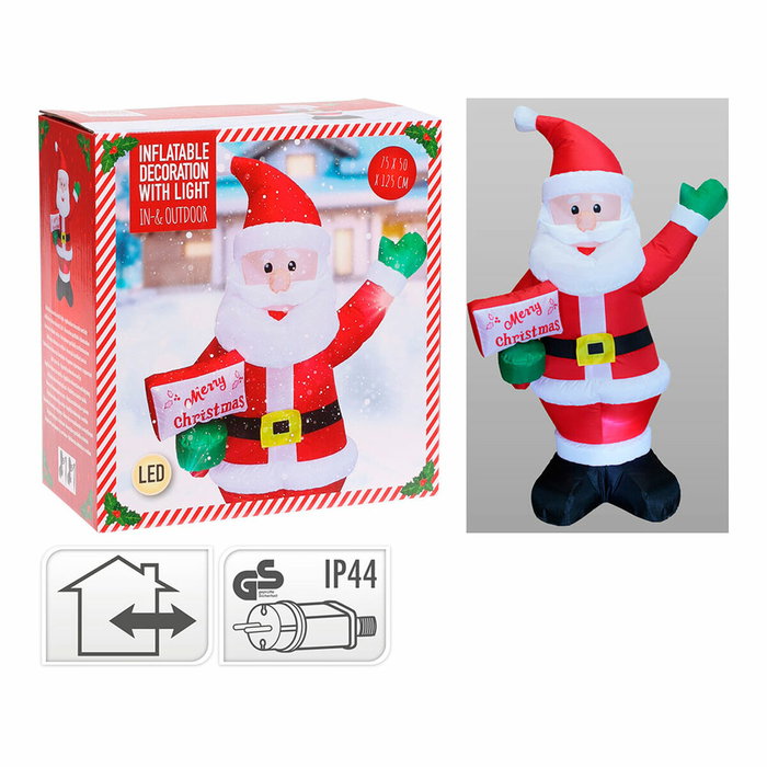 Basics Papá Noel inflable con luz LED de colores, 75 x 50 x 125 cm