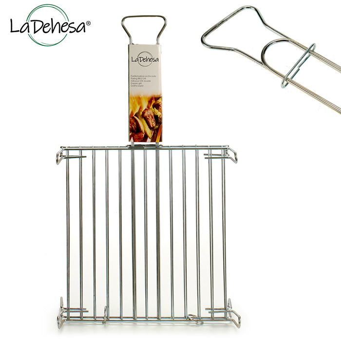 La Dehesa Parrilla Doble Zincada 35 x 35 cm Metal con 4 Patas y 1 Asa (Set de 5)