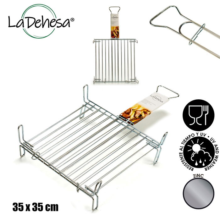 La Dehesa Parrilla Doble Zincada 35 x 35 cm Metal con 4 Patas y 1 Asa (Set de 5)