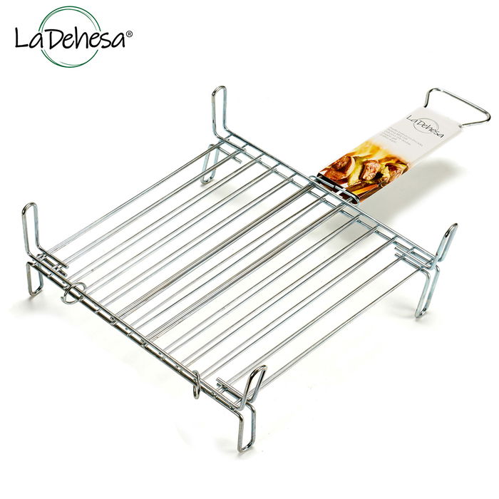 La Dehesa Parrilla Doble Zincada 35 x 35 cm Metal con 4 Patas y 1 Asa (Set de 5)