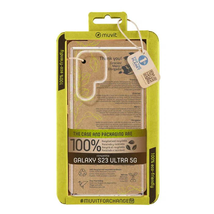 Muvit Funda Recycletek Compatible con Samsung Galaxy S23 Ultra 5G Transparente