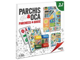 Cayro Tablero de Madera Parchís y Oca, Juego Familiar para 2-4 Jugadores con Accesorios y Medidas de 40x40 cm