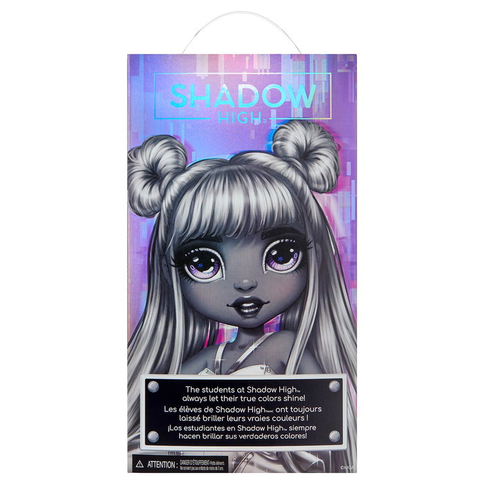 MGA Muñeca Shadow High - Luna Madison 570592, diseño único con vestido gris metálico, pelo liso con moños