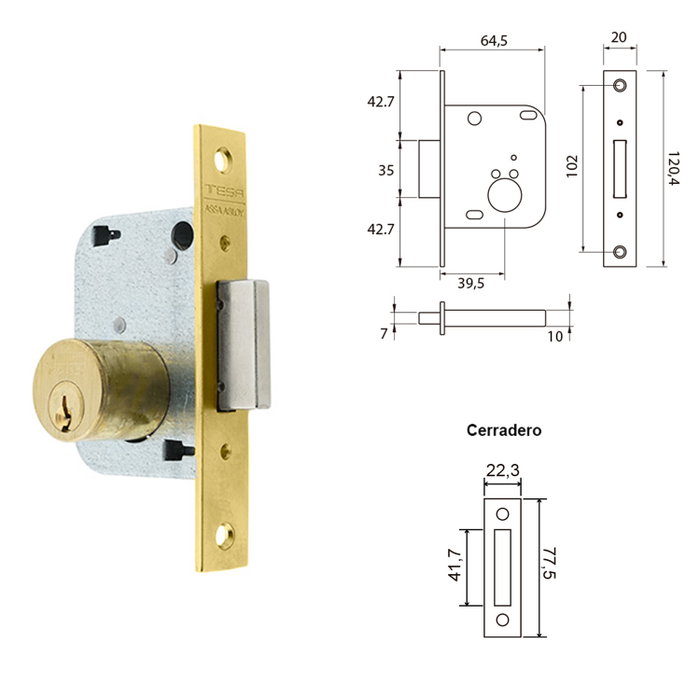 TESA Cerradura de embutir 2001/40 HL