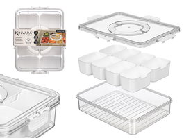 Kinvara Caja Hermética con Asa Blanca 3.2L Plástico PET/PP 31x24x7 cm (Set de 12)