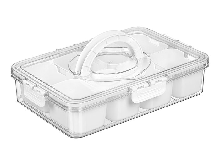 Kinvara Caja Hermética con Asa Blanca 3.2L Plástico PET/PP 31x24x7 cm (Set de 12)
