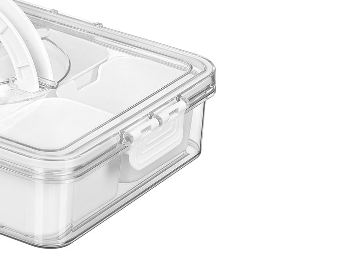 Kinvara Caja Hermética con Asa Blanca 3.2L Plástico PET/PP 31x24x7 cm (Set de 12)