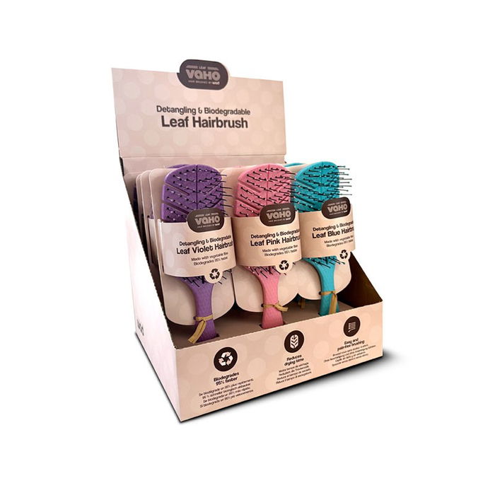 Wad Professional Beauty Expositor Cepillos Leaf 12X - 4 Azul, 4 Rosa, 4 Púrpura Wad Professional Beauty Expositor Cepillos Leaf 12X - 4 Azul, 4 Rosa, 4 Púrpura