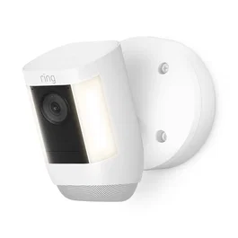 Ring Spotlight Cam Pro Wired - Cámara de Seguridad Exterior IP, WiFi, 1080p Full HD, Visión Nocturna, Resistente IP65, Luz y Sirena, para Montaje en Techo/Pared, Color Blanco