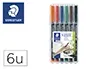 Staedtler Rotulador Lumocolor 318 WP Retroproyeccion Permanente Punta Fina Estuche 6 Colores