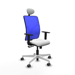 PIQUERAS Y CRESPO Silla de oficina Motilla con mecanismo Sincro, Blanco y Azul