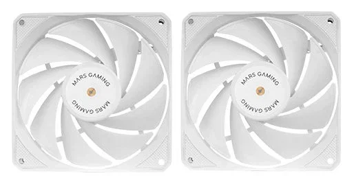 Mars Gaming MF-NCLX2 Pack de 2 Ventiladores para PC 120mm PWM, Rodamiento FDB Cobre, 9 Aspas Híbridas, 12 dB, Blanco - Kit Refrigeración