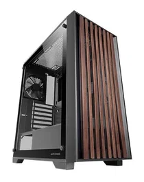 Mars Gaming MC-WOOD Caja PC Midi Tower Gaming ATX con Frontal de Madera Auténtica, Negro, Soporte Refrigeración 360mm, Panel Lateral Cristal Templado