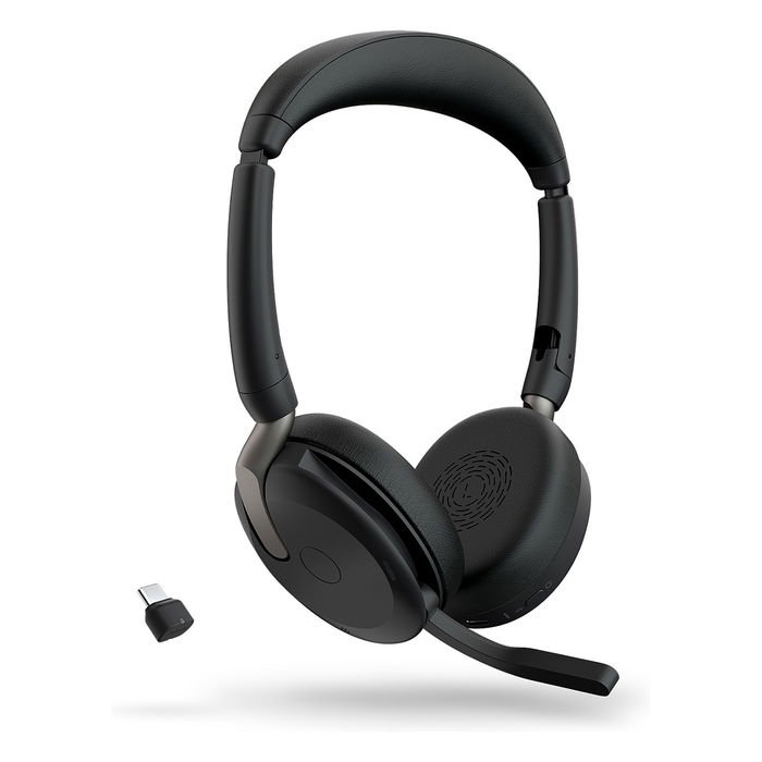 Jabra Evolve2 65 Flex Link380c UC Stereo Auriculares Inalámbrico y alámbrico para Oficina/Centro de llamadas Negro