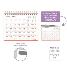 Senfort Calendario de Sobremesa Magnético 2027 para Escribir 170x135 mm