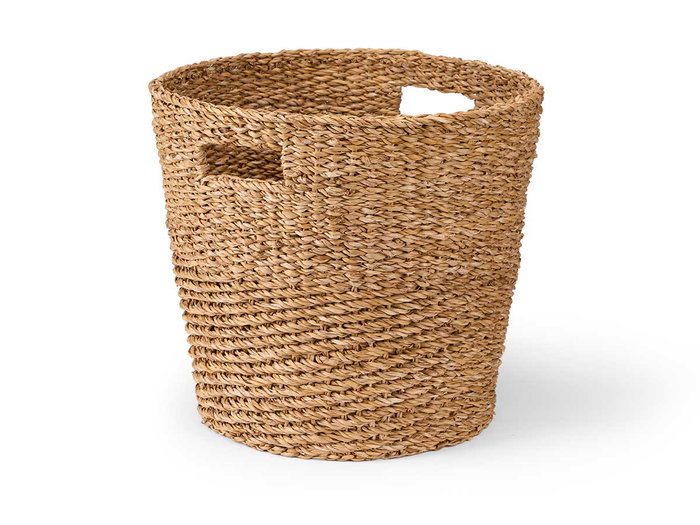 Giftdecor Cesto Cónico con Asas 40 cm Diámetro, 36 cm Alto, Marrón, Alga de Mar (Set de 2)