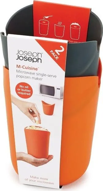 Joseph Joseph M-Cuisine Set de preparador de palomitas de maíz de 2 piezas, Naranja