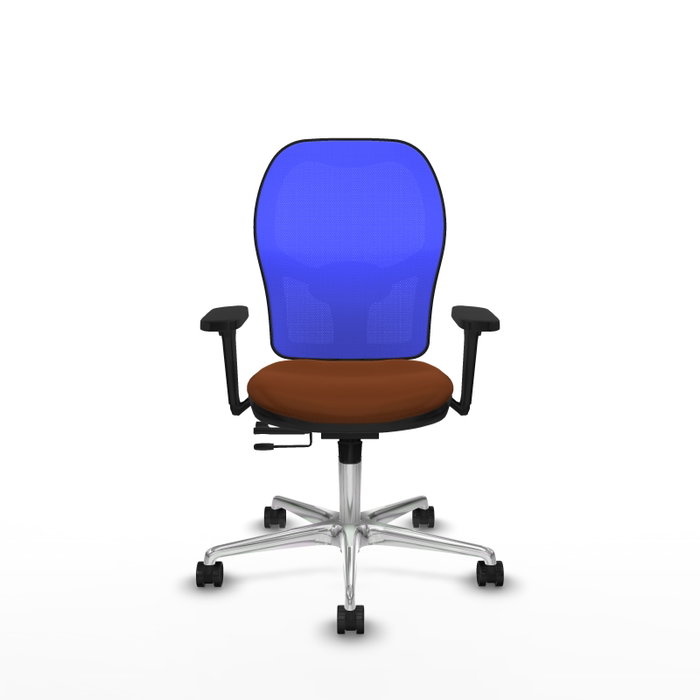 PIQUERAS Y CRESPO Silla de oficina Jorquera con mecanismo Sincro/Traslack, Marrón y Azul