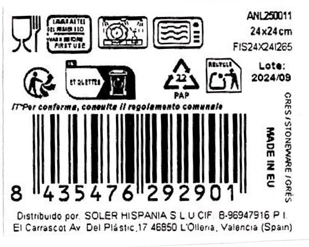 La Mediterranea Plato Llano 24 x 24 cm Elite Brillo (6 Unidades)