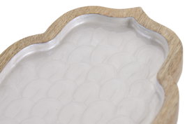 DKD Home Decor Bandeja Mango Nacarado Blanco 46x20x2,5 cm