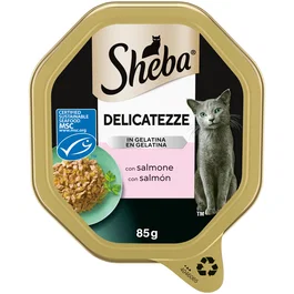 Sheba Delicatezze Sobres Comida Húmeda para Gatos, Sabor Salmón, Pack de 22 Latas de 85 gr