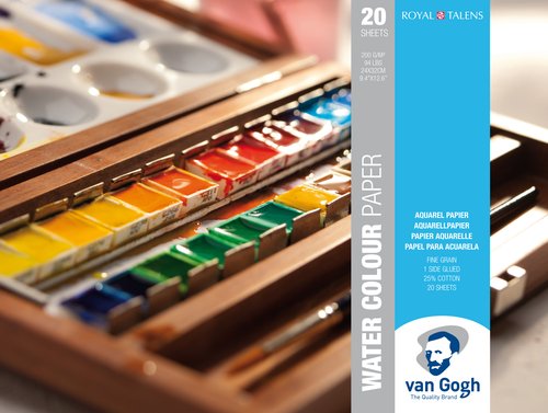 Bloc De Dibujo Van Gogh Acuarela Encolado Grano Fino 240X320 Mm 200G 20H