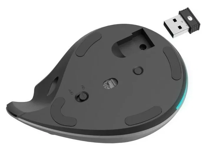 Hama EMW-700 Ratón Vertical Ergonómico Inalámbrico Triple Conexión Bluetooth y 2,4 GHz con Carga USB-C y RGB Antracita