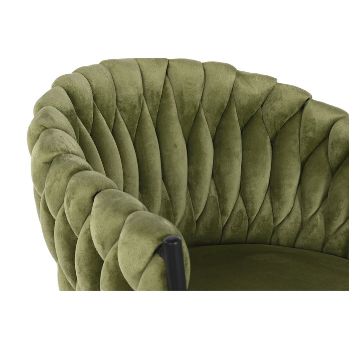 DKD Home Decor Taburete de Terciopelo Verde y Negro DKD Home Decor Taburete de Terciopelo Verde y Negro