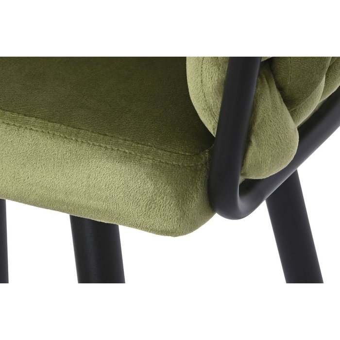 DKD Home Decor Taburete de Terciopelo Verde y Negro DKD Home Decor Taburete de Terciopelo Verde y Negro