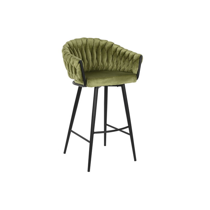 DKD Home Decor Taburete de Terciopelo Verde y Negro DKD Home Decor Taburete de Terciopelo Verde y Negro