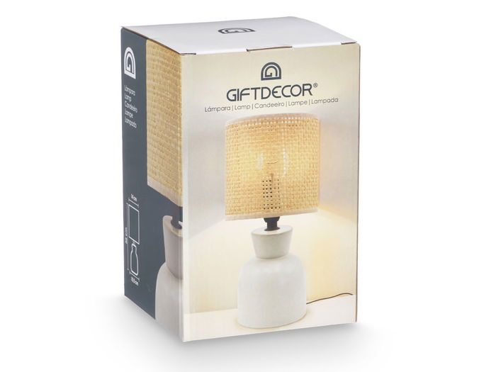 Giftdecor Lampara Sobremesa Blanco Amarillo Cerámica 14x14x30cm E27 (Set de 12)
