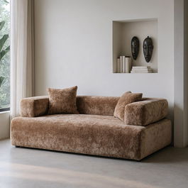 Sofá Beige Tejido Salón 200 X 100 X 64 cm