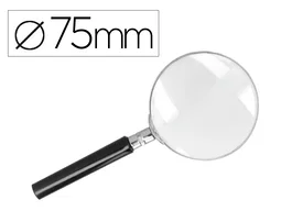 Q-connect Lupa Cristal Aro Metálico Mango Plástico Negro 75 mm 3 Aumentos