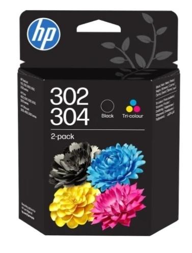 HP Pack de 2 Cartuchos de Tinta Originales 302/304 Negro y Tricolor