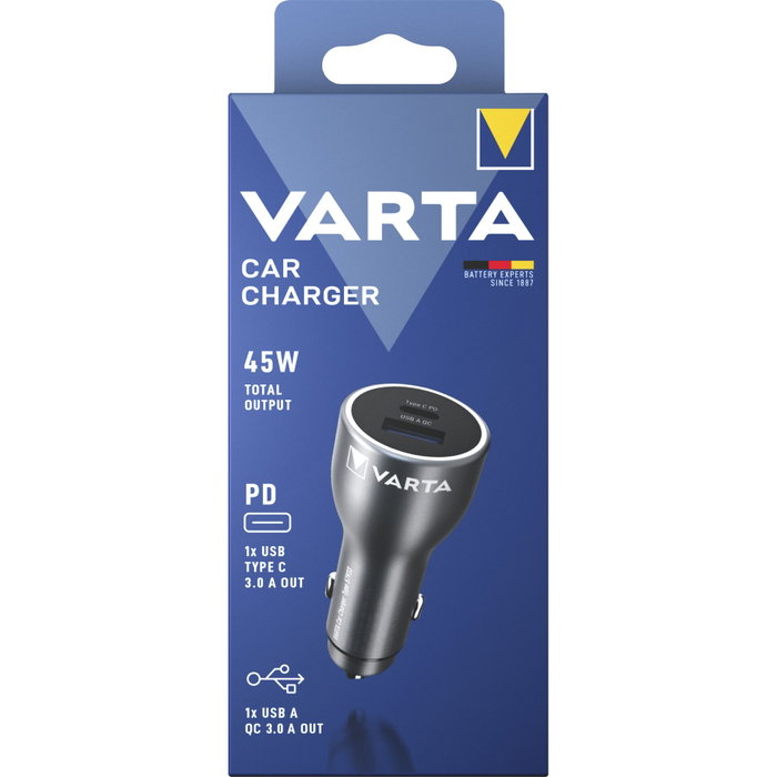 Varta Cargador de Coche 45 W con 1x USB-A y 1x USB-C PD Varta Cargador de Coche 45 W con 1x USB-A y 1x USB-C PD