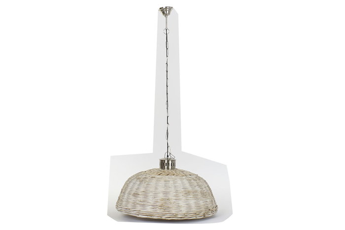 DKD Home Decor Lámpara de Techo Mediterráneo Blanco Plateado Ratán Metal 80 x 47 x 80 cm DKD Home Decor Lámpara de Techo Mediterráneo Blanco Plateado Ratán Metal 80 x 47 x 80 cm