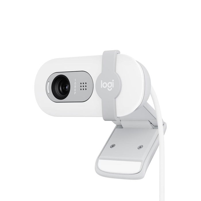 Logitech Brio 100 Cámara Web USB Full HD 1080p 30 fps, Micrófono Omnidireccional, Tapa de Privacidad, Campo de Visión 58°, Blanco