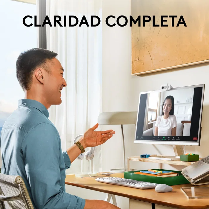 Logitech Brio 100 Webcam Full HD 1080p 2 MP USB con Micrófono Integrado y Tapa de Privacidad - Blanco (960-001617)