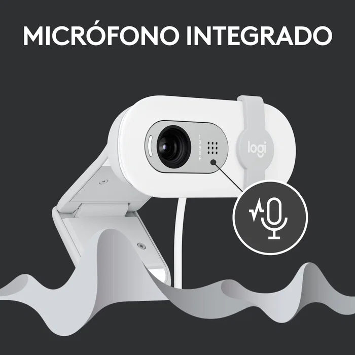 Logitech Brio 100 Webcam Full HD 1080p 2 MP USB con Micrófono Integrado y Tapa de Privacidad - Blanco (960-001617)