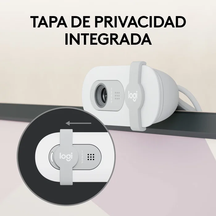 Logitech Brio 100 Webcam Full HD 1080p 2 MP USB con Micrófono Integrado y Tapa de Privacidad - Blanco (960-001617)