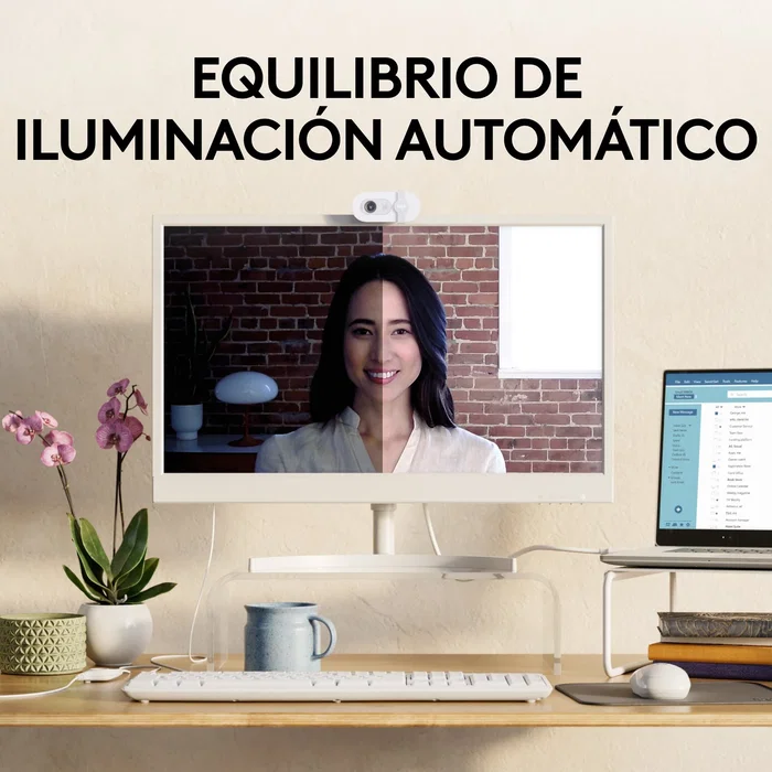 Logitech Brio 100 Webcam Full HD 1080p 2 MP USB con Micrófono Integrado y Tapa de Privacidad - Blanco (960-001617)