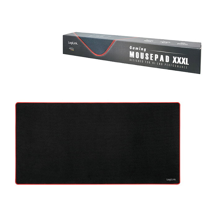 LogiLink Alfombrilla de Gaming 1200x600x3mm Negra con Bordes Cosidos
