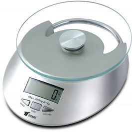 Thulos Báscula de Cocina Digital Th-DS8001, Vidrio Templado, Capacidad 5 kg/1 g, Función TARA y Autoapagado