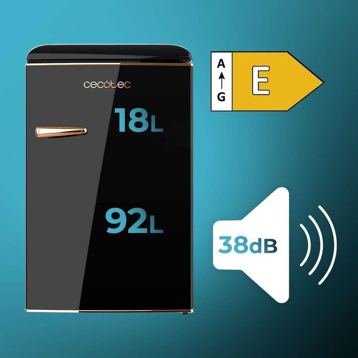 Cecotec Frigorífico independiente 110L Bolero CoolMarket TT Origin 2 puertas negro E