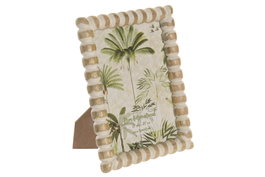 DKD Home Decor Marco de Fotos 15x20 de Mango y Cristal Blanco Rozado