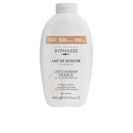 Byphasse Gel de Ducha Caresse con Leche de Almendra Dulce 600 ml, pH Neutro, Limpieza Suave para el Cuidado de la Piel
